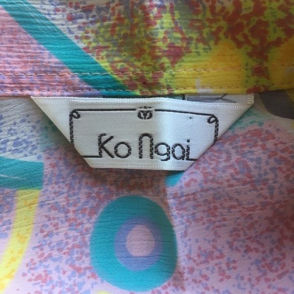 Retro print button down blouse - Picture 5 of 5